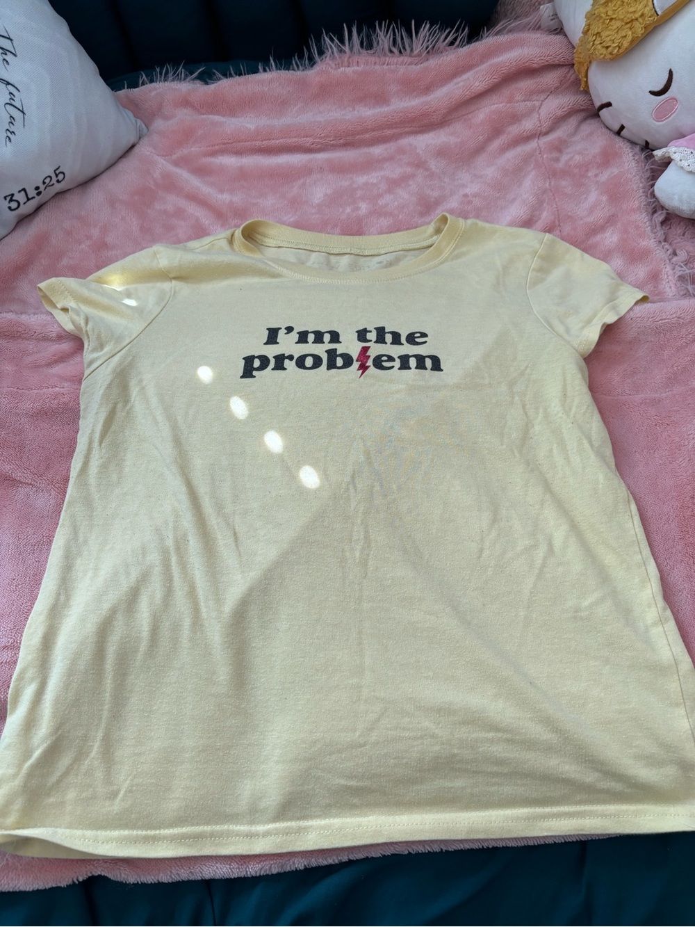 GAP Yellow Graphic 'I'm the Problem' Short Sleeve Tee with Red Lightning Bolt